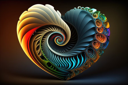 abstract heart, with a spiral of colors and shapes, created with generative aiの素材