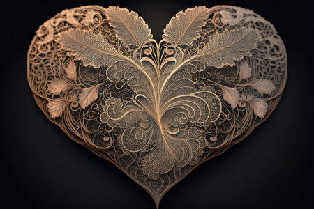 heart made of delicate lace, with intricate patterns and textures, created with generative aiの素材