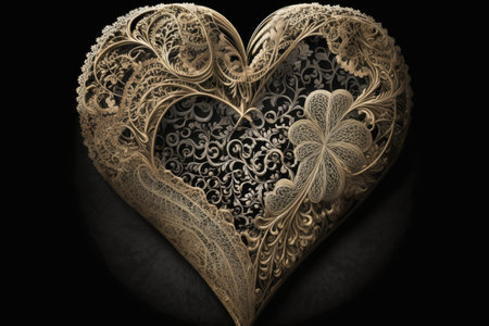 heart made of delicate lace, with intricate patterns and textures, created with generative aiの素材