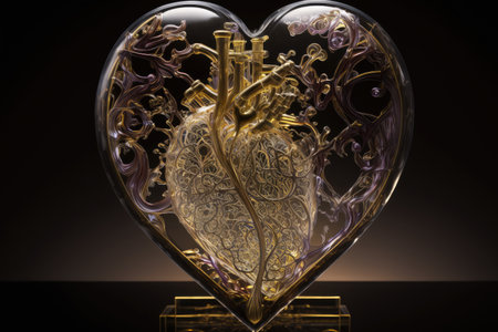 heart made of intricate and delicate glasswork, created with generative aiの素材