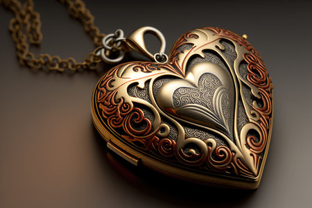 heart-shaped locket, symbolizing everlasting love, created with generative aiの素材