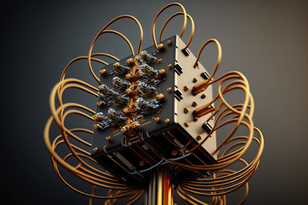 close-up of 5g antenna, with its intricate wiring visible, created with generative aiの素材