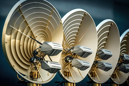 close-up of 5g antennas, with high-speed data and voice transmission visible, created with generative aiの素材