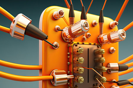 close-up of 5g antenna, with cables connecting to device, created with generative aiの素材