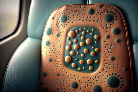 close-up of bacteria on bus seat, with droplets of moisture visible, created with generative aiの素材