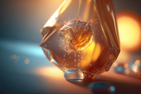 close-up of cough drop being unwrapped, with drops glistening in the light, created with generative aiの素材