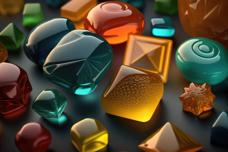 close-up of variety of cough drops, with different flavors and shapes visible, created with generative aiの素材