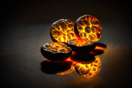 cough drops on black background, with dramatic flare of light, created with generative aiの素材