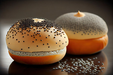 lovely fresh poppy seed buns for breakfast, created with generative aiの素材