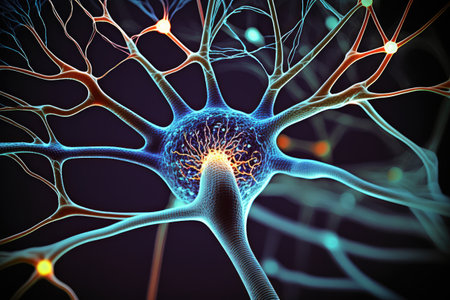 close-up of human brain, with intricate network of neurons visible, created with generative aiの素材