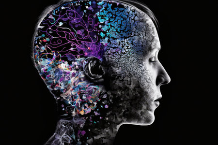 person, learning new skill or language, with the brain processes visible, created with generative aiの素材