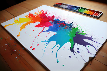 a rainbow of paint on a blank canvas, ready to be filled in., created with generative aiの素材