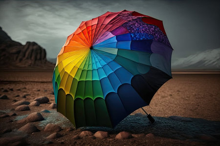 rainbow umbrella, a way to express the individuality and uniqueness of its owner, created with generative aiの素材