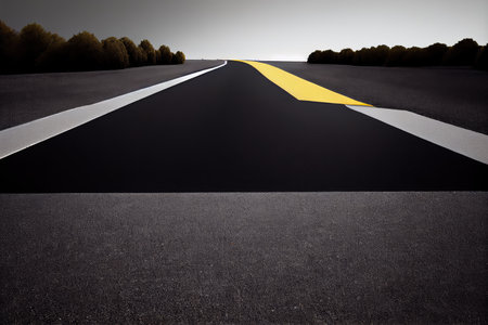 road with newly laid asphalt surface, ready for traffic, created with generative aiの素材
