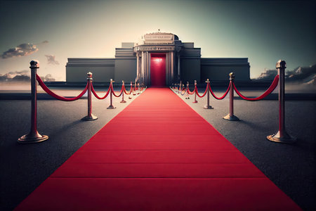 a red carpet being rolled out for the premiere of a blockbuster movie., created with generative aiの素材