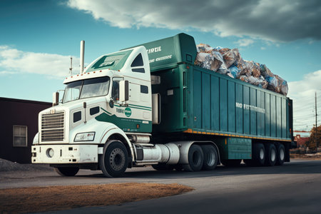 a truck transporting recyclables to a recycling plant, created with generative aiの素材