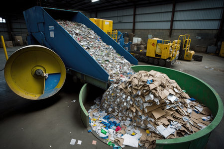 recyclables being sorted and prepared for sale to manufacturing companies, created with generative aiの素材