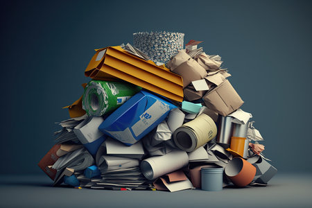 a sorted pile of recyclables ready for recycling, created with generative aiの素材