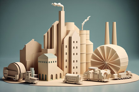 a factory that converts used paper into new products, created with generative aiの素材