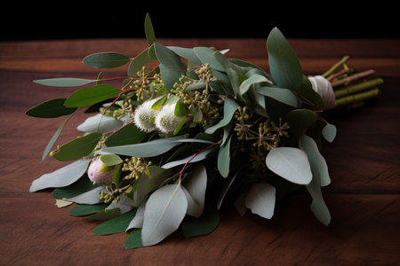 eucalyptus flower bouquet, ready to be gifted or displayed, created with generative aiの素材