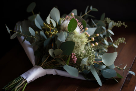 eucalyptus flower bouquet, ready to be gifted or displayed, created with generative aiの素材