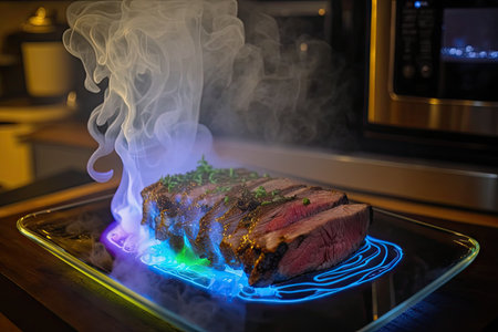 flank steak cooked sous vide, then finished on the grill with a smoky char, created with generative aiの素材