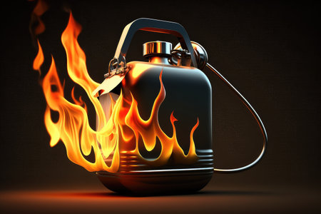 person, refueling car with gasoline canister in view, created with generative aiの素材