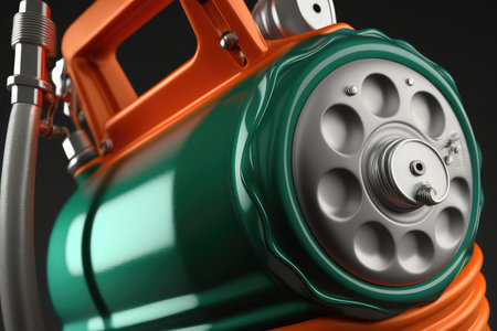 close-up of gas canister, with the pump nozzle in view, created with generative aiの素材