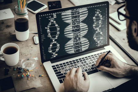 person, using genetic programming to develop new website design, created with generative aiの素材