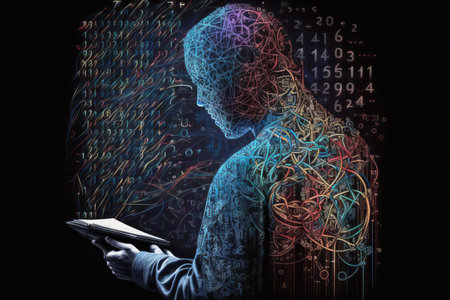 person, using genetic programming to solve complex math problem, created with generative aiの素材