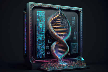 genetic programming software running on futuristic computer system, created with generative aiの素材
