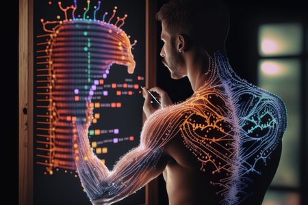 person, using genetic programming to create custom algorithm for their business or project, created with generative aiの素材