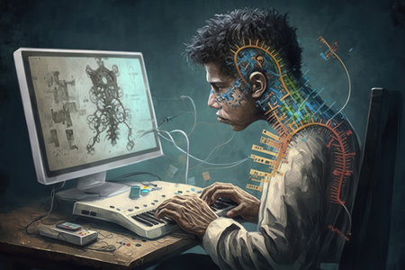 genetic programmer, creating new program by combining and modifying existing programs, created with generative aiの素材