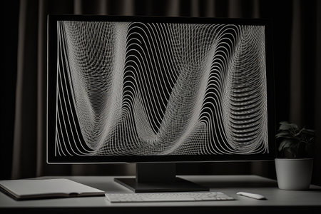 genetic programming algorithm creating series of lines and shapes on computer screen, created with generative aiの素材