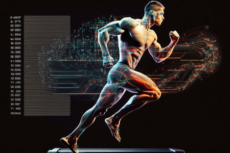 person, using genetic programming to optimize their workout routine, created with generative aiの素材