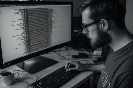 genetic programmer, creating new program from scratch, writing code one line at a time, created with generative aiの素材