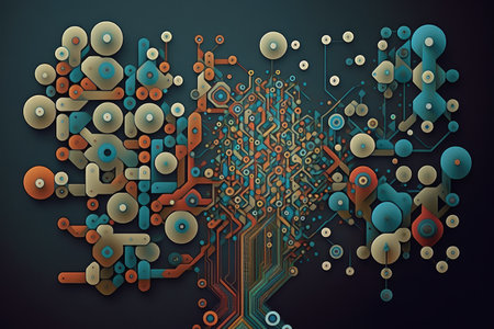 algorithm, designed to find solution to complex problem using genetic programming, created with generative aiの素材