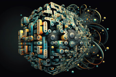 algorithm, designed to find solution to complex problem using genetic programming, created with generative aiの素材