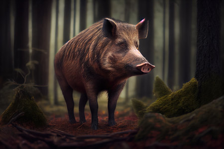 group of wild animals running in a forest, with the wind in their fur, created with generative aiの素材