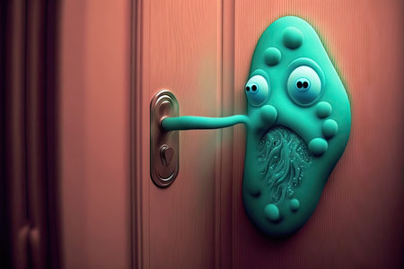 bacteria in the form of slime on the door handle, created with generative aiの素材