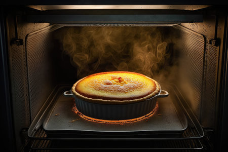 apfelkuchen cake in oven on baking tray, created with generative aiの素材