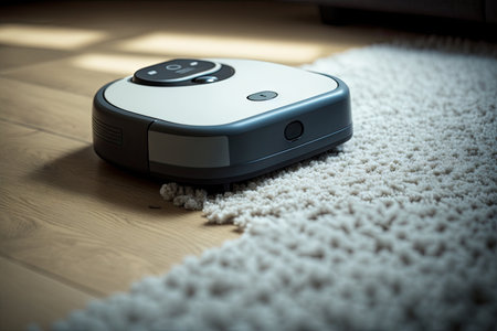 close-up of robots vacuum nozzle, cleaning the floor with precision, created with generative aiの素材