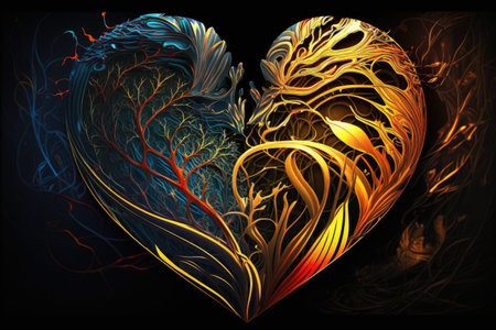original picture depicting idea of love and passion in form of art of heart, created with generative aiの素材