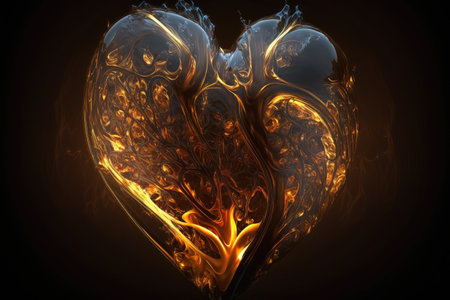 abstract wax burning heart as symbol of love and friendship art of heart, created with generative aiの素材