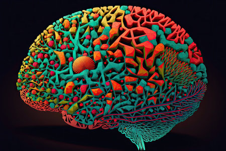 image of brain consisting of many cells similar to art of brain, created with generative aiの素材