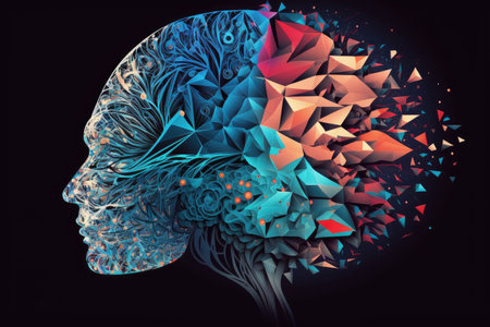 concept of abstract creative thinking in form of human brain, created with generative aiの素材