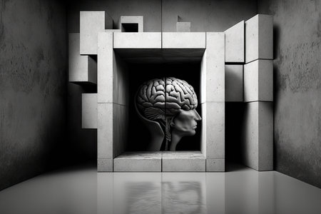 abstract gray picture depicting thoughts as metaphor for art of brain, created with generative aiの素材