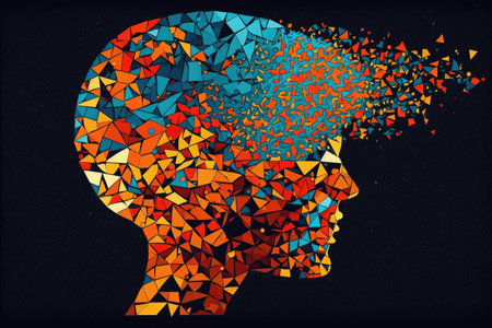 creative thinking concept in abstract mosaic of human brain art, created with generative aiの素材