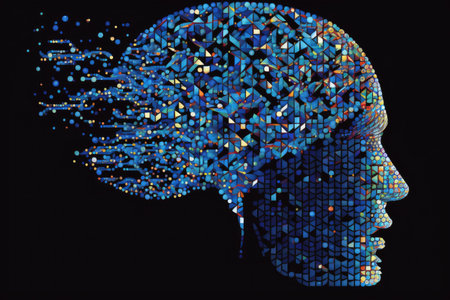 creative thinking concept in abstract mosaic of human brain art, created with generative aiの素材