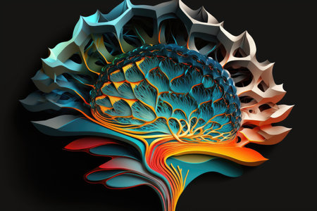 abstract image of brain in form of modern beautiful art, created with generative aiの素材